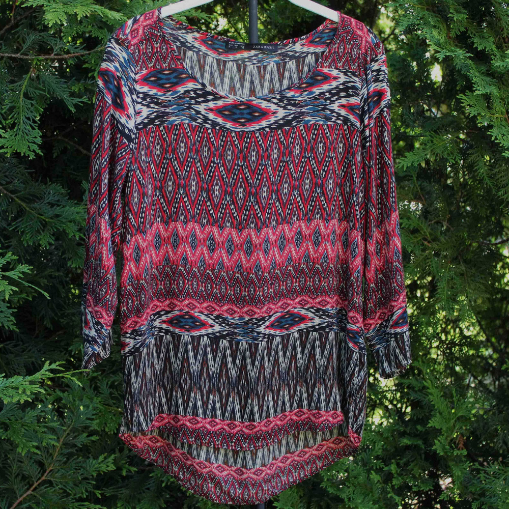 Zara Basic Moraccon Print Hi-Lo Tunic - image 1